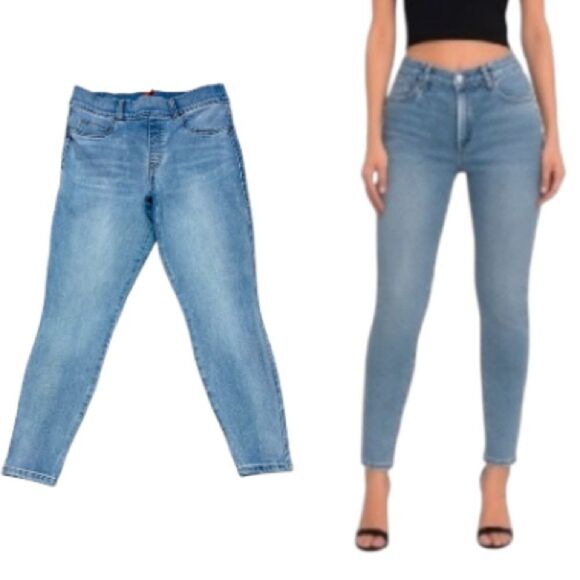 Spanx High Rise Ankle Skinny Stretch Denim Jeans Size L (12-14) EUC - Picture 1 of 12